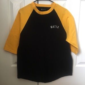 Matix Black and Yellow Baseball Tee